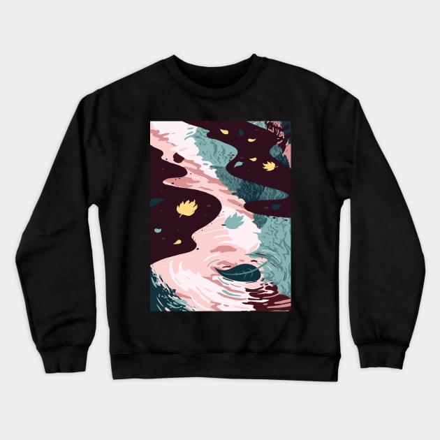 Leaf in Puddle Crewneck Sweatshirt by Nathan Watkins Design